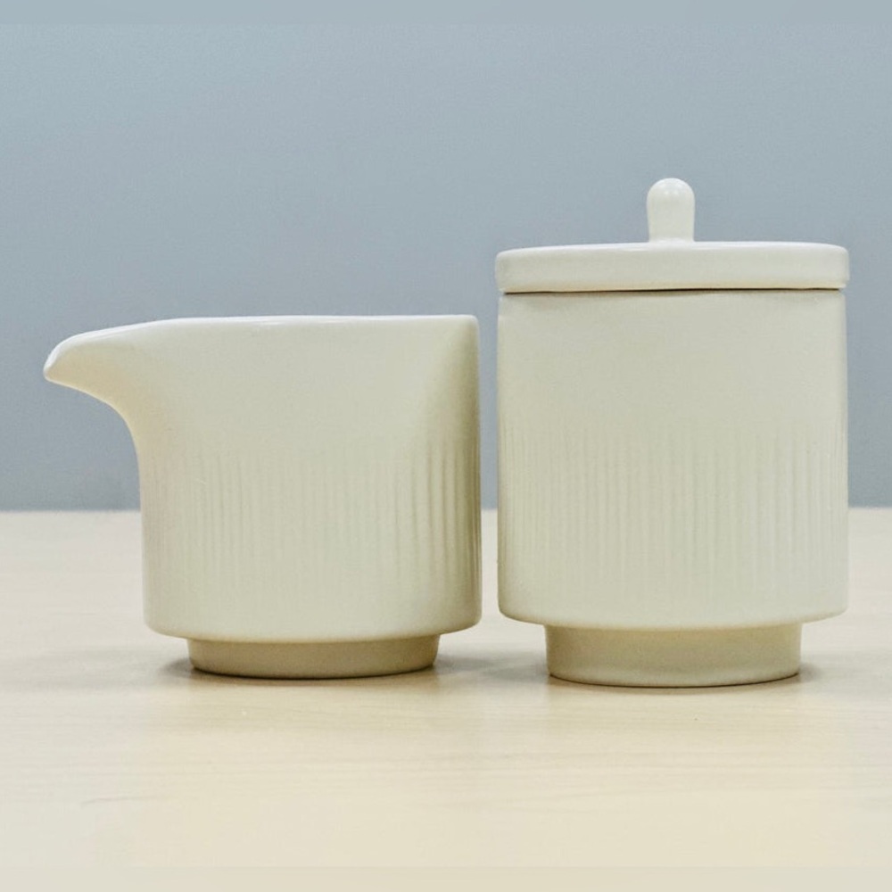 Citrine by Magenta Ribbed Ceramic Creamer and Sugar Set NEW